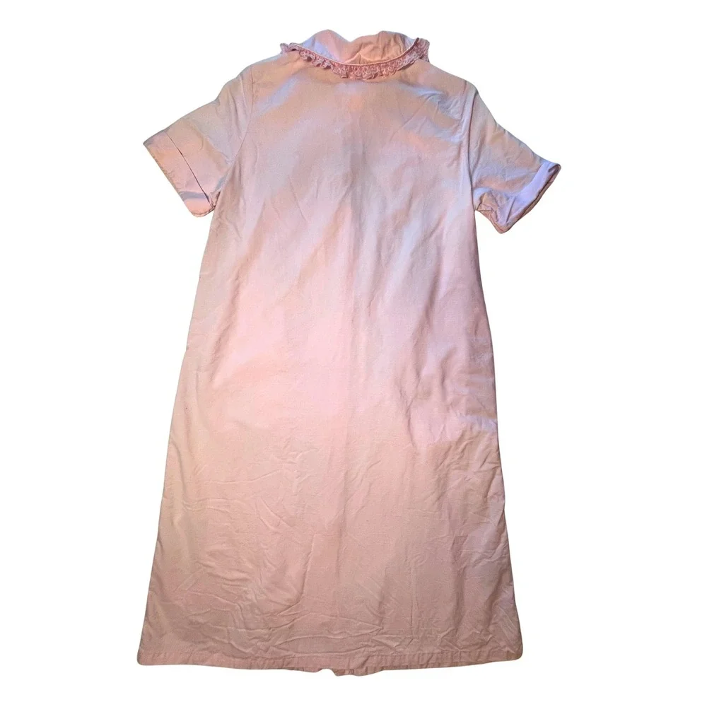 Vintage 1950s Handmade Housecoat Size S Pink Mid Century Modern Coquette Retro